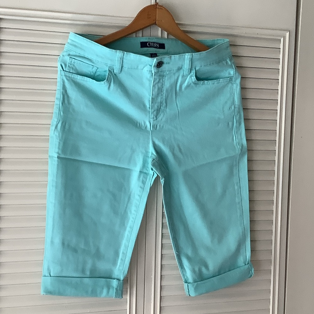 Chaps Light Aqua Cropped Capri Pants